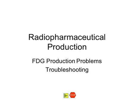 Radiopharmaceutical Production FDG Production Problems Troubleshooting STOP.
