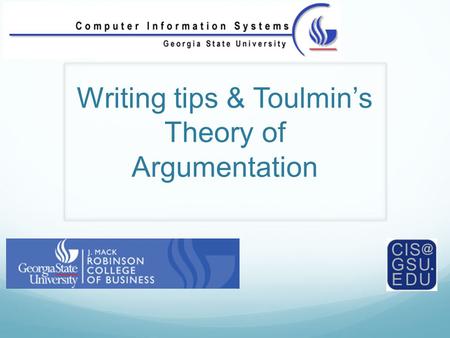 Writing tips & Toulmin’s Theory of Argumentation.