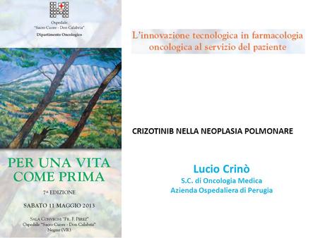 CRIZOTINIB NELLA NEOPLASIA POLMONARE Lucio Crinò S.C. di Oncologia Medica Azienda Ospedaliera di Perugia.