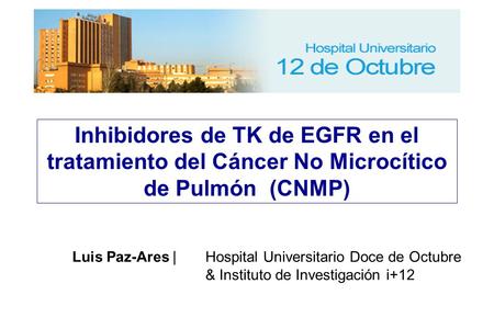 Inhibidores de TK de EGFR en el tratamiento del Cáncer No Microcítico de Pulmón (CNMP) Luis Paz-Ares| Hospital Universitario Doce de Octubre & Instituto.