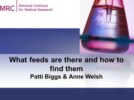1 What feeds are there and how to find them Patti Biggs & Anne Welsh.