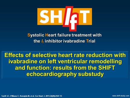 Effects of selective heart rate reduction with ivabradine on left ventricular remodelling and function: results from the SHIFT echocardiography substudy.