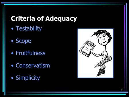 Criteria of Adequacy Testability Scope Fruitfulness Conservatism