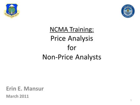 NCMA Training: Price Analysis for Non-Price Analysts