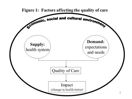 1 Figure 1: Factors affecting the quality of care Impact (change in health status) Quality of Care Supply: health system Demand: expectations and needs.
