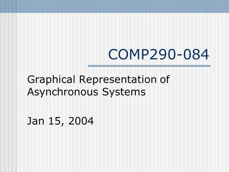 Graphical Representation of Asynchronous Systems Jan 15, 2004
