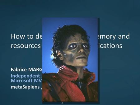 11 How to detect and avoid memory and resources leaks in.NET applications Fabrice MARGUERIE Independent.NET expert Microsoft MVP metaSapiens / Tuneo.