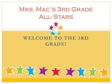 WELCOME TO THE 3RD GRADE! Mrs. Mac’s 3rd Grade All- Stars.