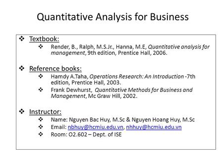 Quantitative Analysis for Business