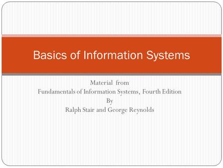 Basics of Information Systems