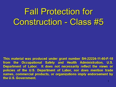 Fall Protection for Construction - Class #5
