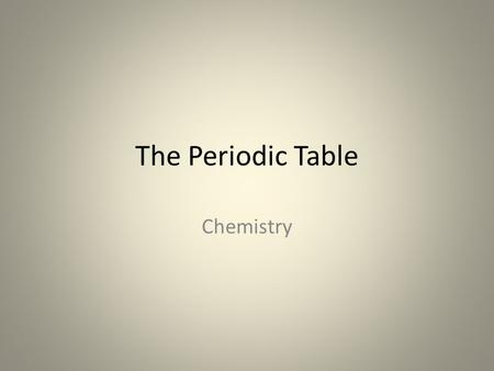 The Periodic Table Chemistry.