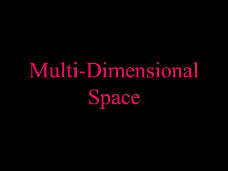 Multi-Dimensional Space. What is it? Our mental perception of the environment. An infinite amount of space. The way in which we move is by the effects.