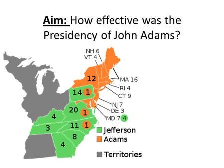 Aim: How effective was the Presidency of John Adams?