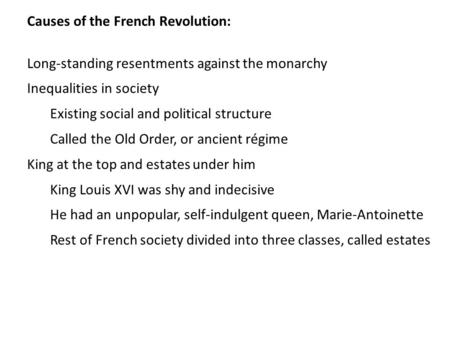 Causes of the French Revolution: