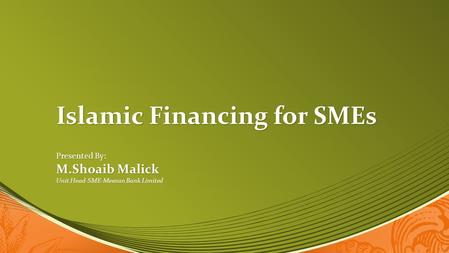 Islamic Financing for SMEs