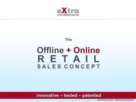  2002 Herpa GmbH – Patentrechtlich geschützt www.eXtrashop.net The Offline + Online R E T A I L S A L E S C O N C E P T innovative – tested – patented.