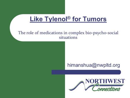 Like Tylenol ® for Tumors The role of medications in complex bio-psycho-social situations
