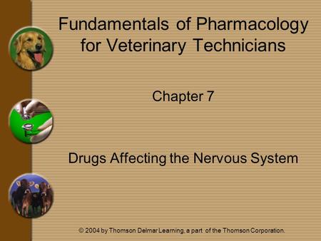 © 2004 by Thomson Delmar Learning, a part of the Thomson Corporation. Fundamentals of Pharmacology for Veterinary Technicians Chapter 7 Drugs Affecting.
