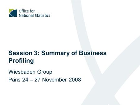 Session 3: Summary of Business Profiling Wiesbaden Group Paris 24 – 27 November 2008.