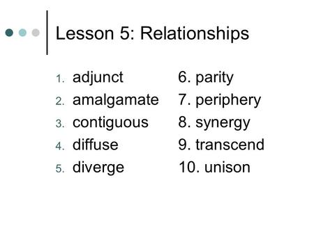 Lesson 5: Relationships