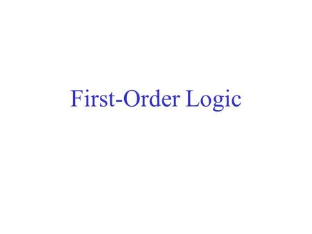 First-Order Logic. Conceptualization The formalization of knowledge begins with a conceptualization. This includes the objects presumed or hypothesized.