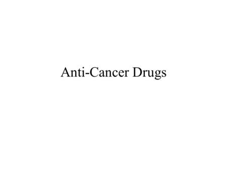 Anti-Cancer Drugs. Mutagens and p53 function Characteristics of Cancer Cells Cancer involves the development and reproduction of abnormal cells Cancer.