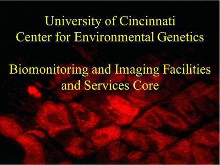 University of Cincinnati Center for Environmental Genetics Biomonitoring and Imaging Facilities and Services Core.