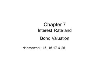 Chapter 7 Interest Rate and