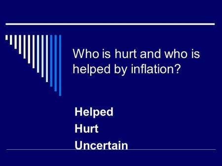Who is hurt and who is helped by inflation? Helped Hurt Uncertain.
