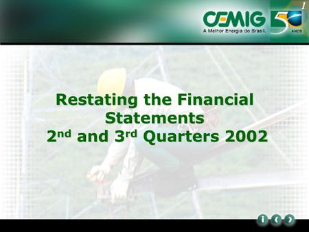 1 Restating the Financial Statements 2 nd and 3 rd Quarters 2002.
