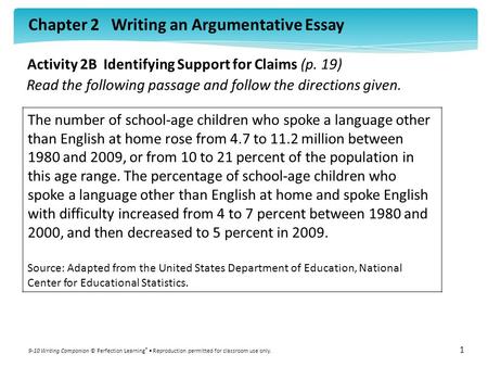 Activity 2B Identifying Support for Claims (p. 19)