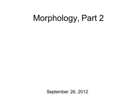 Morphology, Part 2 September 26, 2012. Quick Write Thoughts Is it realistic to portray Mr. Burns as having a dictionary inside his head?