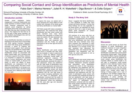 Introduction and Aim Greater social integration (active engagement in personal relationships and social activities) is linked to better mental health.
