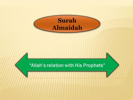 Surah Almaidah “Allah’s relation with His Prophets”