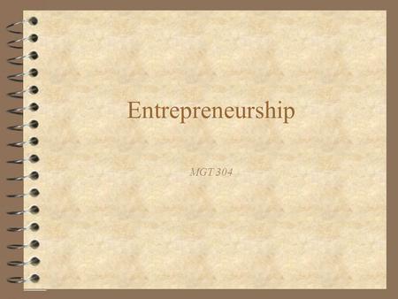 Entrepreneurship MGT 304.