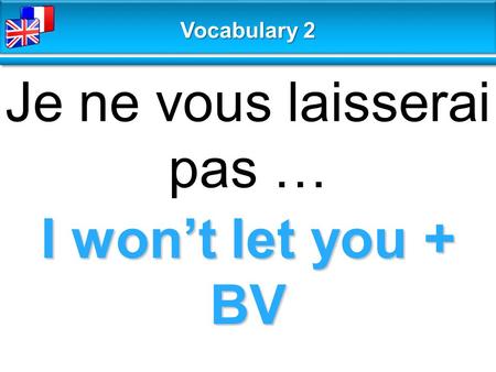 I won’t let you + BV Je ne vous laisserai pas … Vocabulary 2.