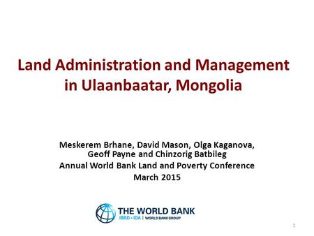 Land Administration and Management in Ulaanbaatar, Mongolia