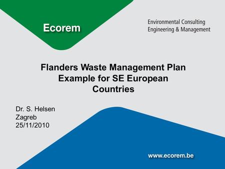 Flanders Waste Management Plan Example for SE European