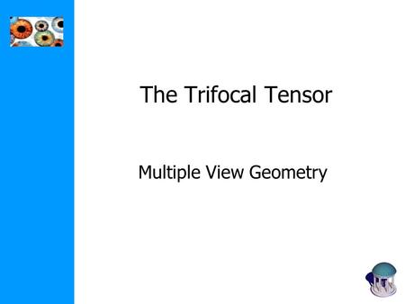 The Trifocal Tensor Multiple View Geometry. Scene planes and homographies plane induces homography between two views.