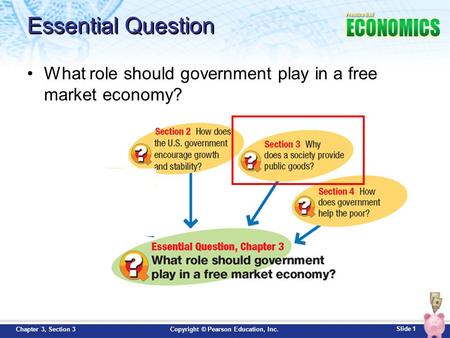 Essential Question What role should government play in a free market economy? 1.