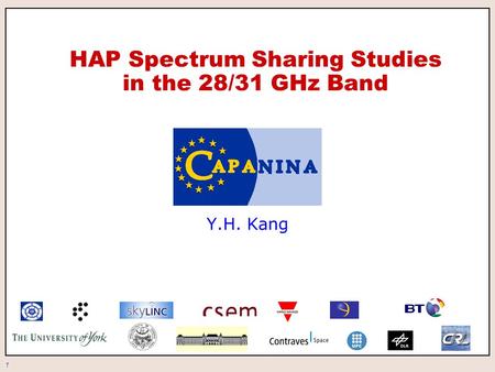 1 HAP Spectrum Sharing Studies in the 28/31 GHz Band Y.H. Kang.