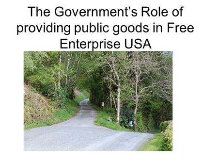 The Government’s Role of providing public goods in Free Enterprise USA
