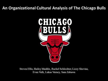 An Organizational Cultural Analysis of The Chicago Bulls Steven Ellis, Hailey Maddix, Rachel Schlechter, Lizzy Shevins, Evan Valk, Lukas Varney, Sam Zabawa.