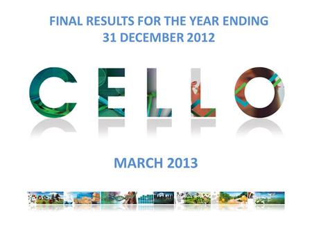 FINAL RESULTS FOR THE YEAR ENDING 31 DECEMBER 2012 MARCH 2013.