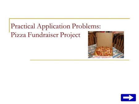 Practical Application Problems: Pizza Fundraiser Project