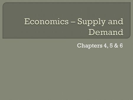 Economics – Supply and Demand