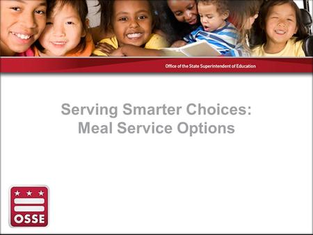 Serving Smarter Choices: Meal Service Options. We will discuss… 1.Portion control 2.Types of meal service options 3.Best Practices.