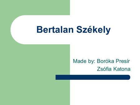Bertalan Székely Made by: Boróka Presír Zsófia Katona.