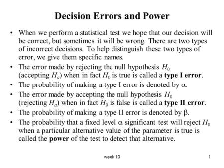 Decision Errors and Power